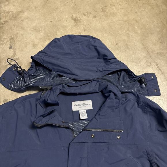 Eddie Bauer Men’s Plus Weatheredge Waterproof Rain Hooded Blue Jacket Size M - Picture 2 of 15